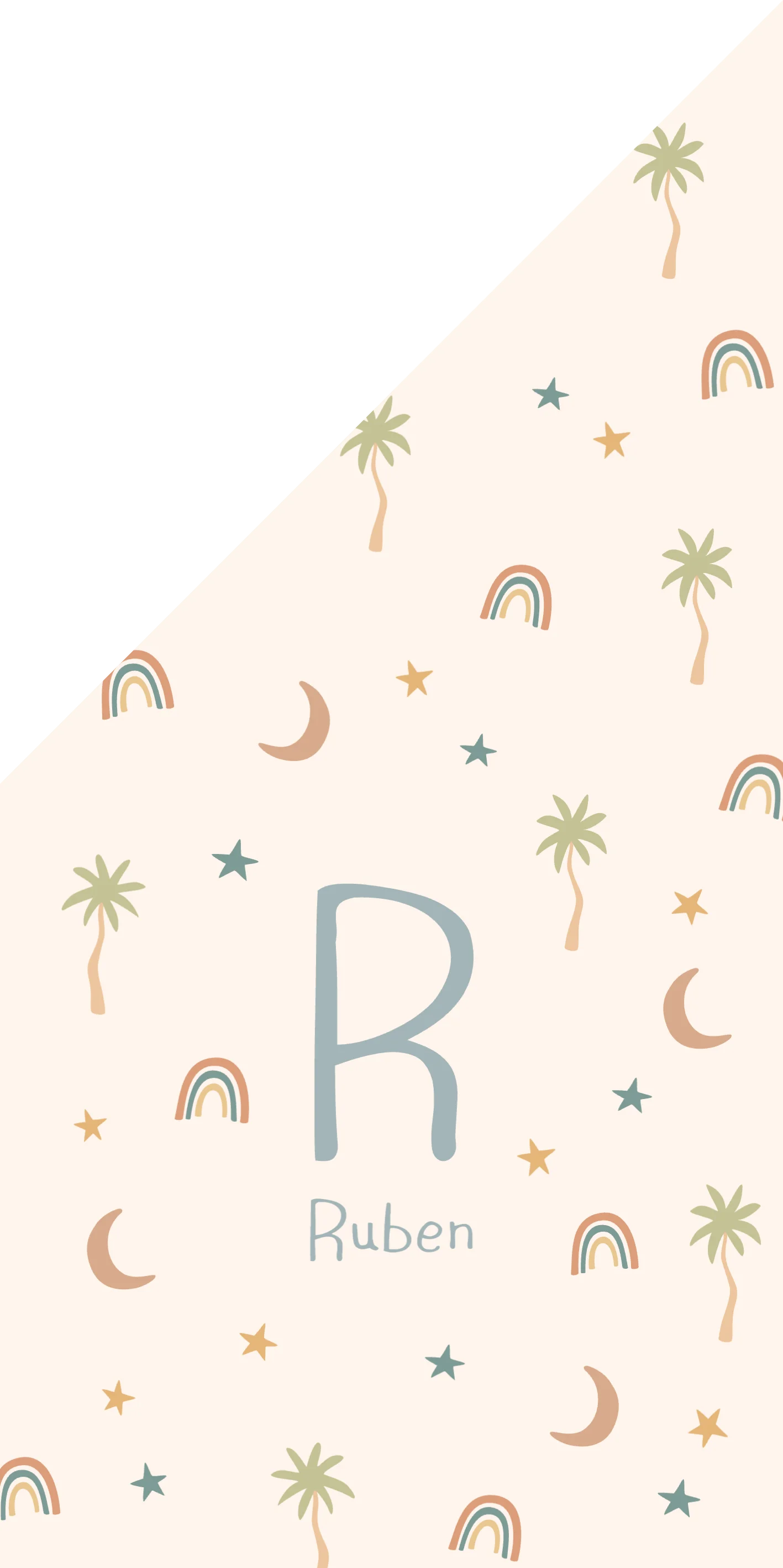 Patroon van regenboogjes en palmbomen