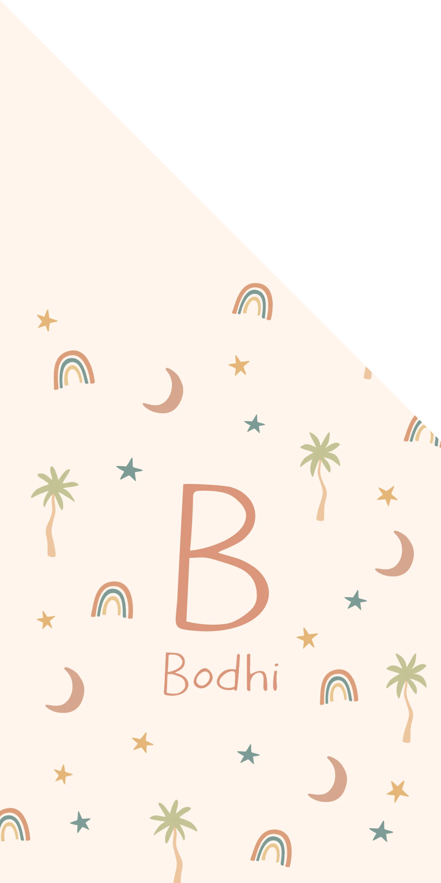 Patroon van regenboogjes en palmbomen - Terug