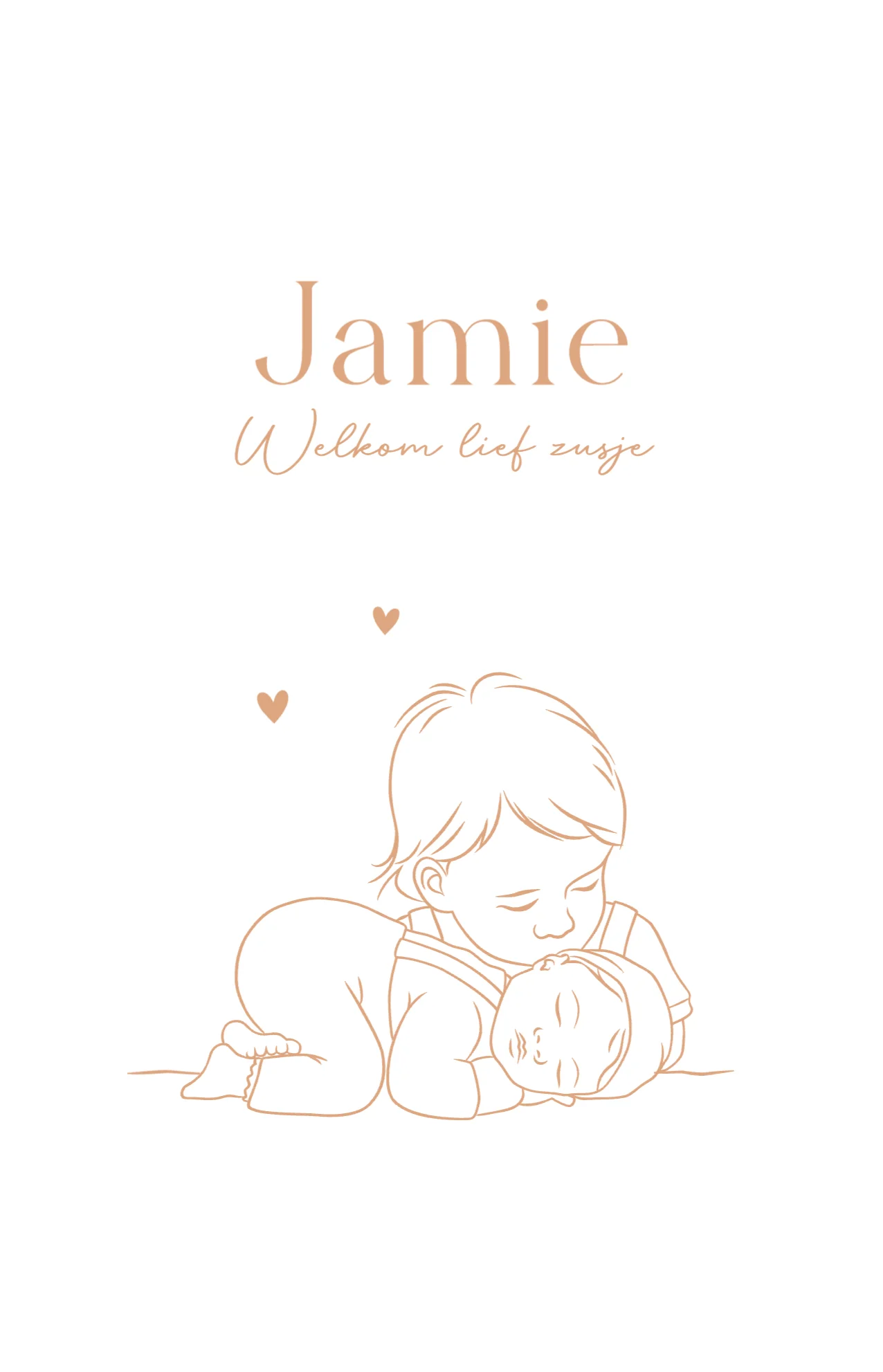 Lijntekening met peuter en baby