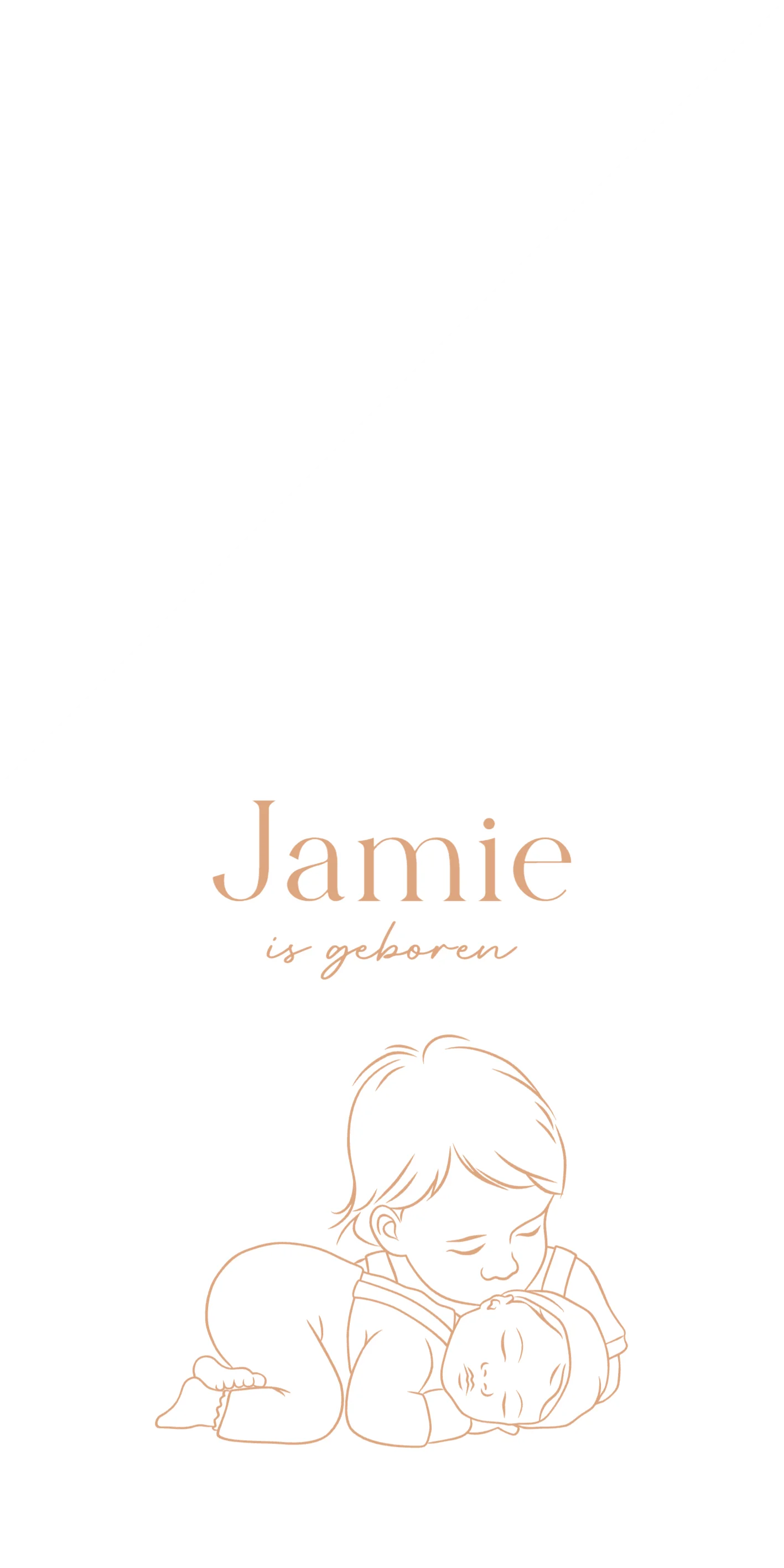 Lijntekening met peuter en baby