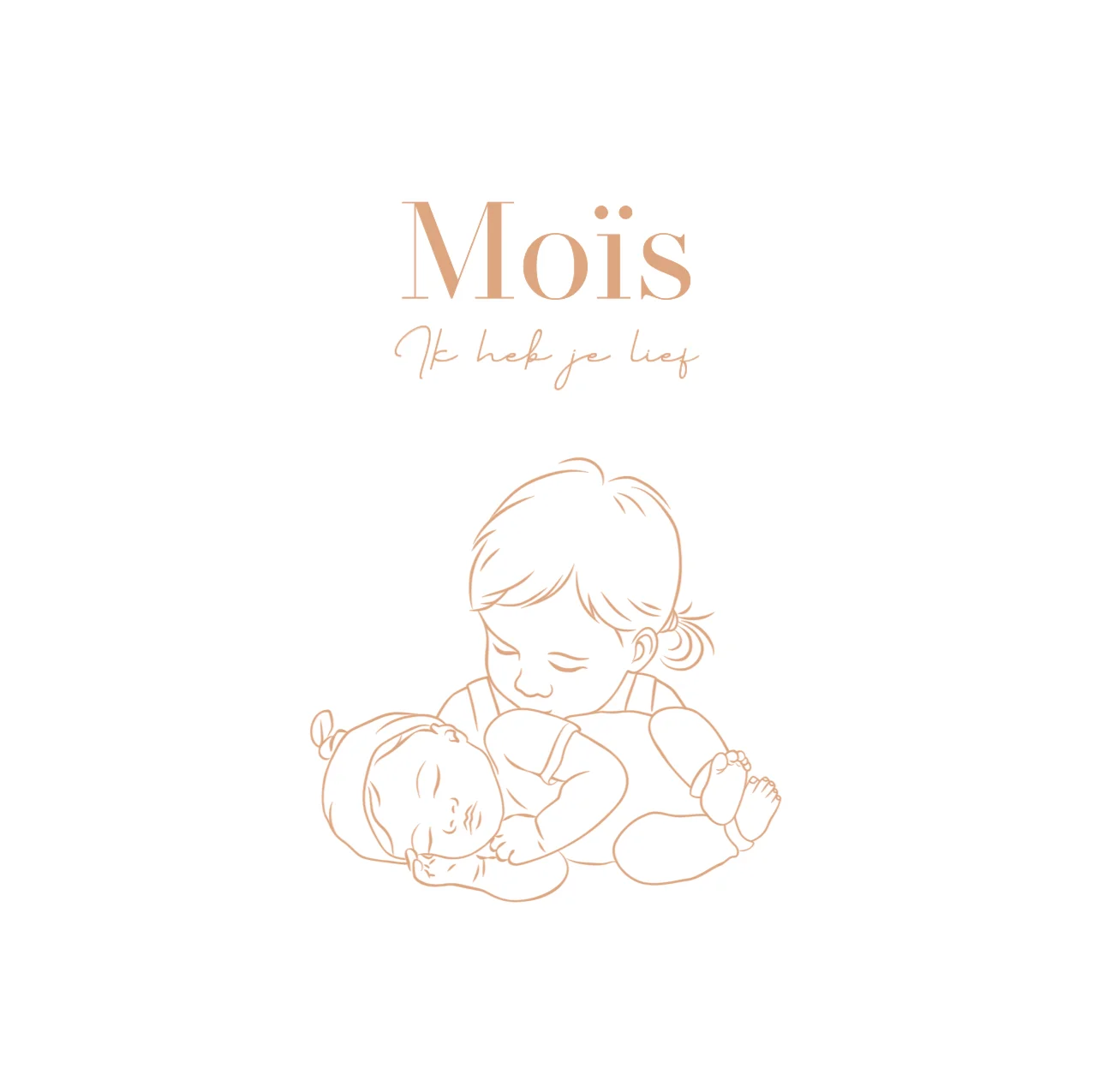 Lijntekening met grote zus en baby