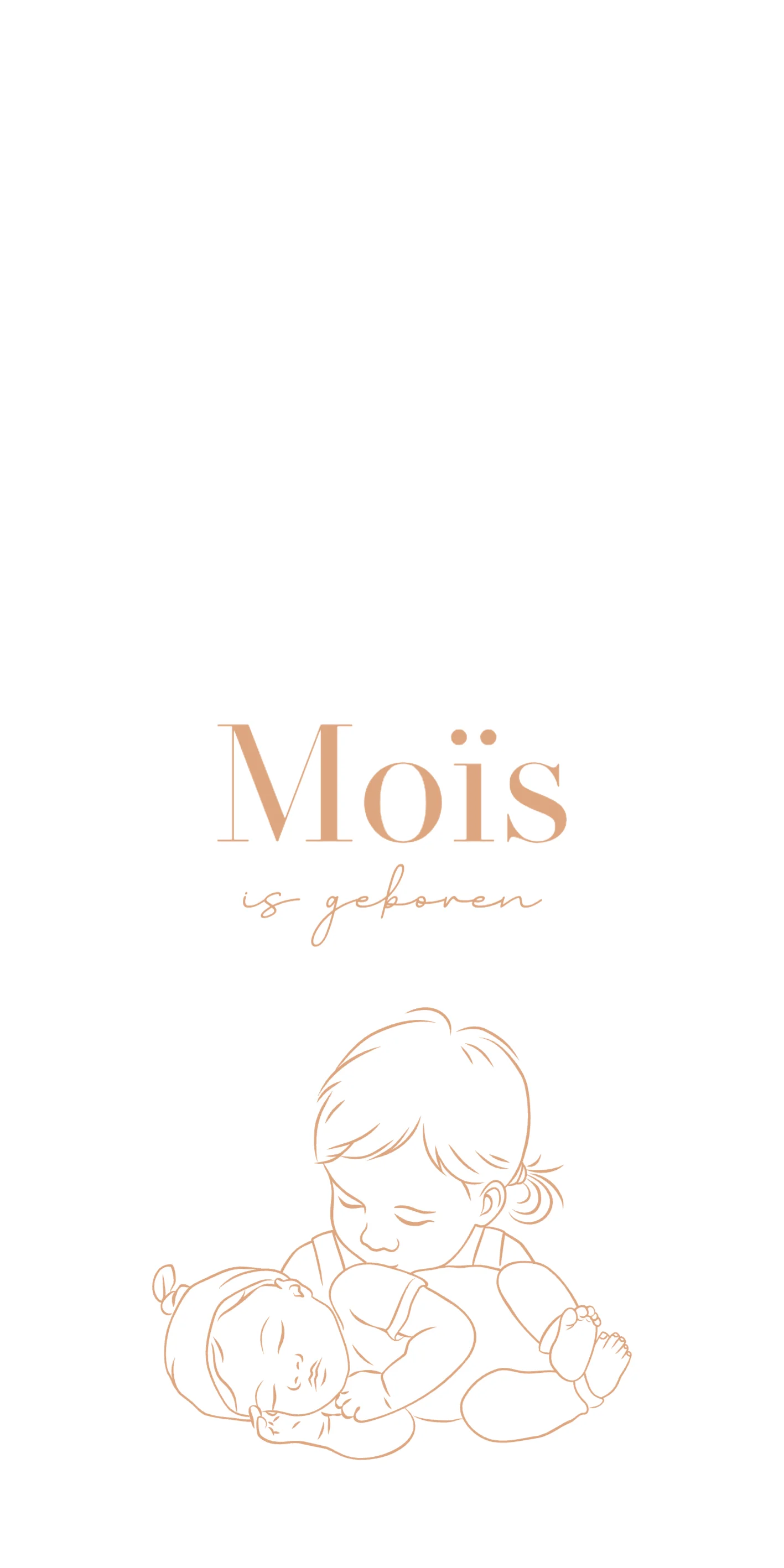 Lijntekening met grote zus en baby - Terug