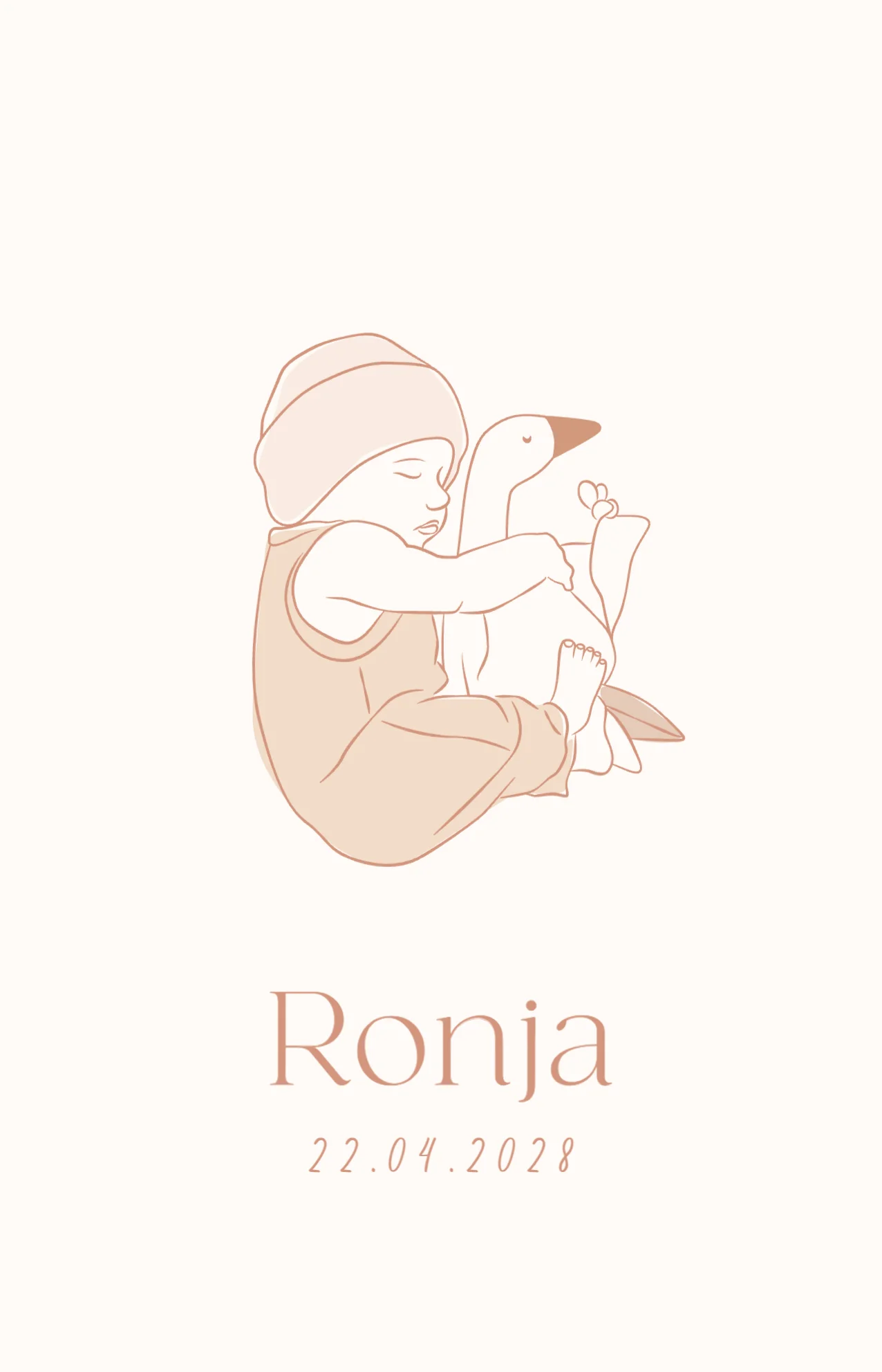 Baby met knuffelgans