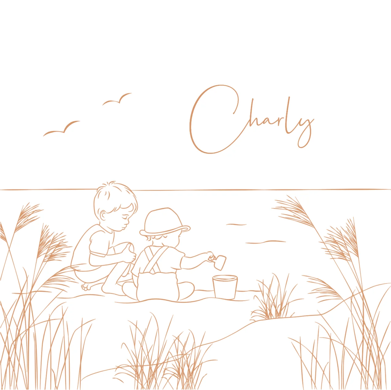 Lijntekening strand - Terug