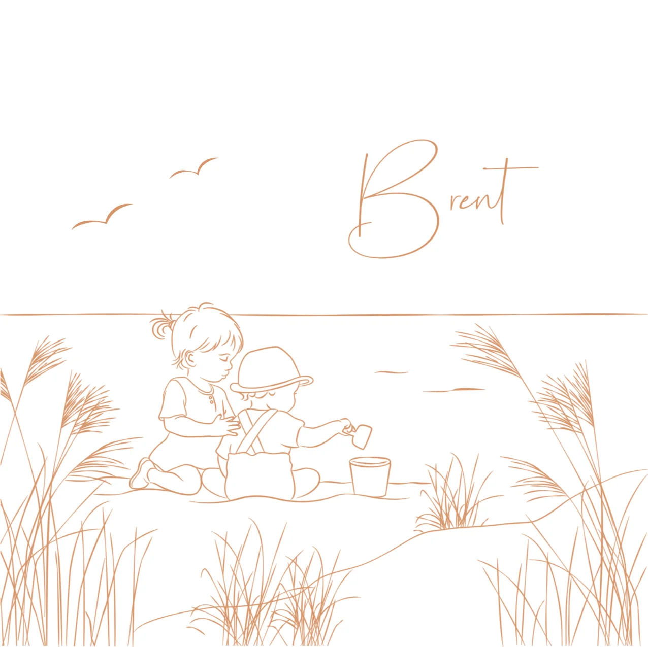 Lijntekening strand