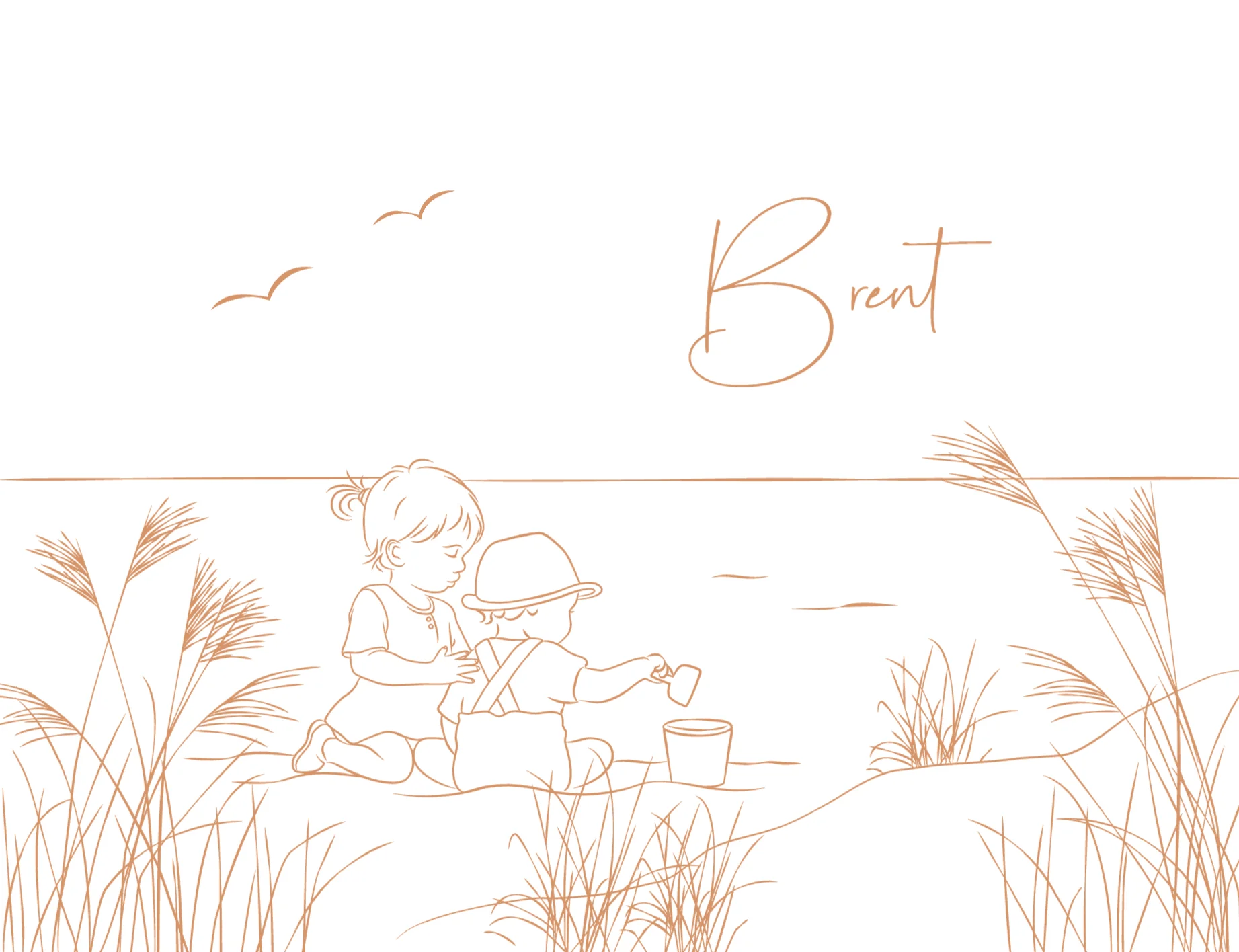 Lijntekening strand