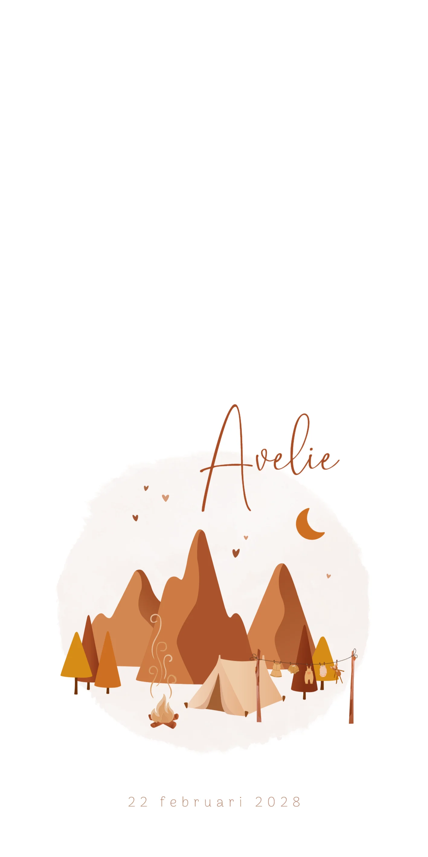 Kampeerscène met Bergen en Tentje - Terug