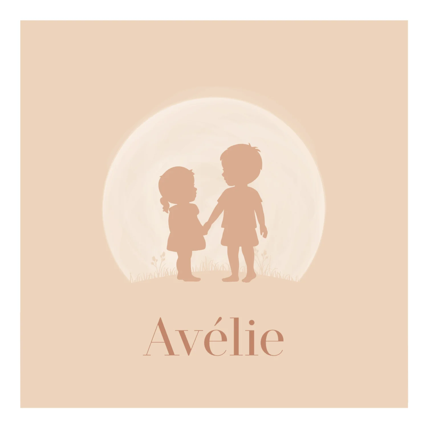 Silhouet grote broer met zusje