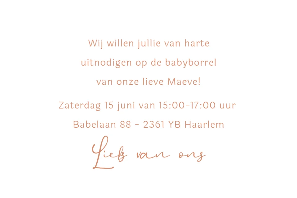 Liggende babyborrelkaart Ovaal - Terug