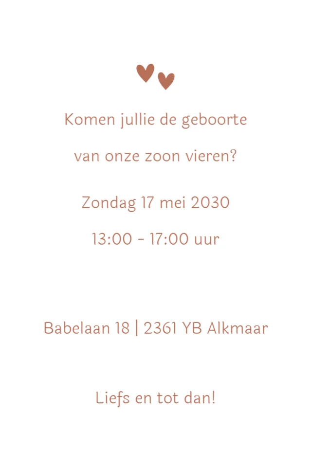 Staande babyborrelkaart Ovaal geboortekaartje - Terug