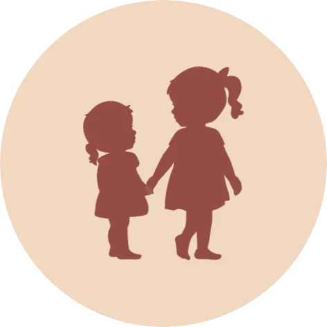 Sluitsticker Silhout zusjes landschap