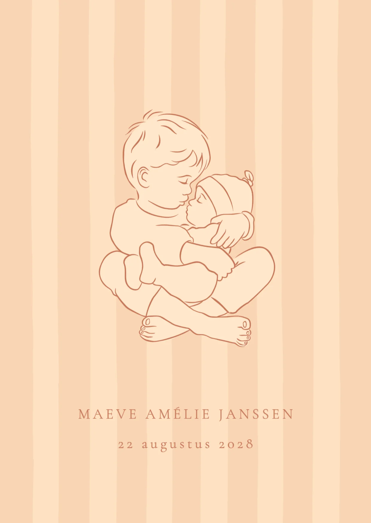 Gevouwen kaart Grote broer met baby zusje