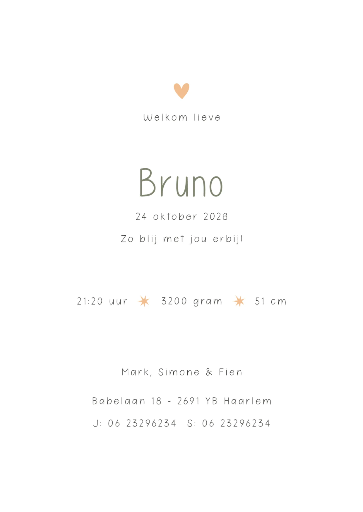 Gevouwen kaart Beertje met streepjes binnenkant