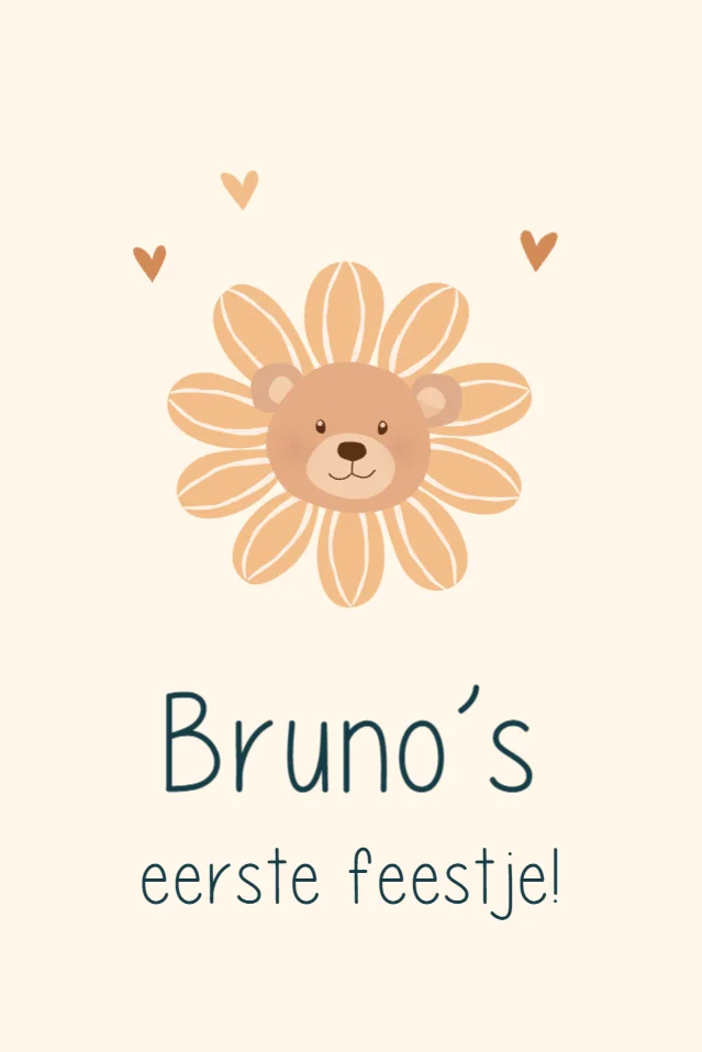 Staande babyborrelkaart Beertje met streepjes