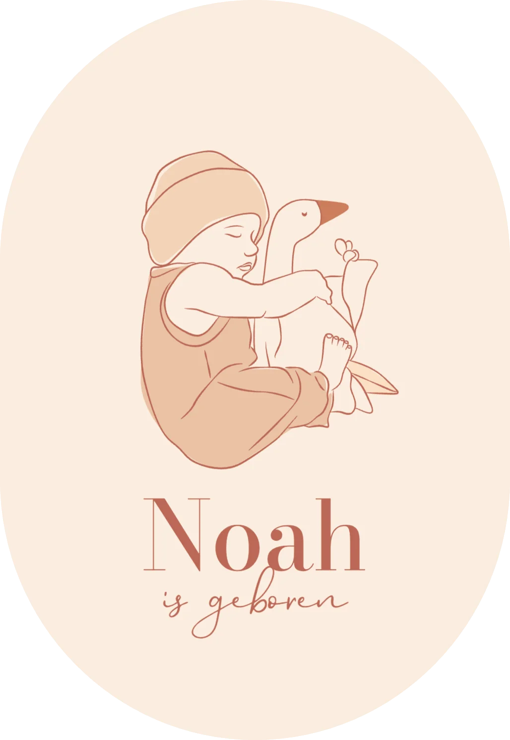 Ovaal labelkaartje met lijntekening label