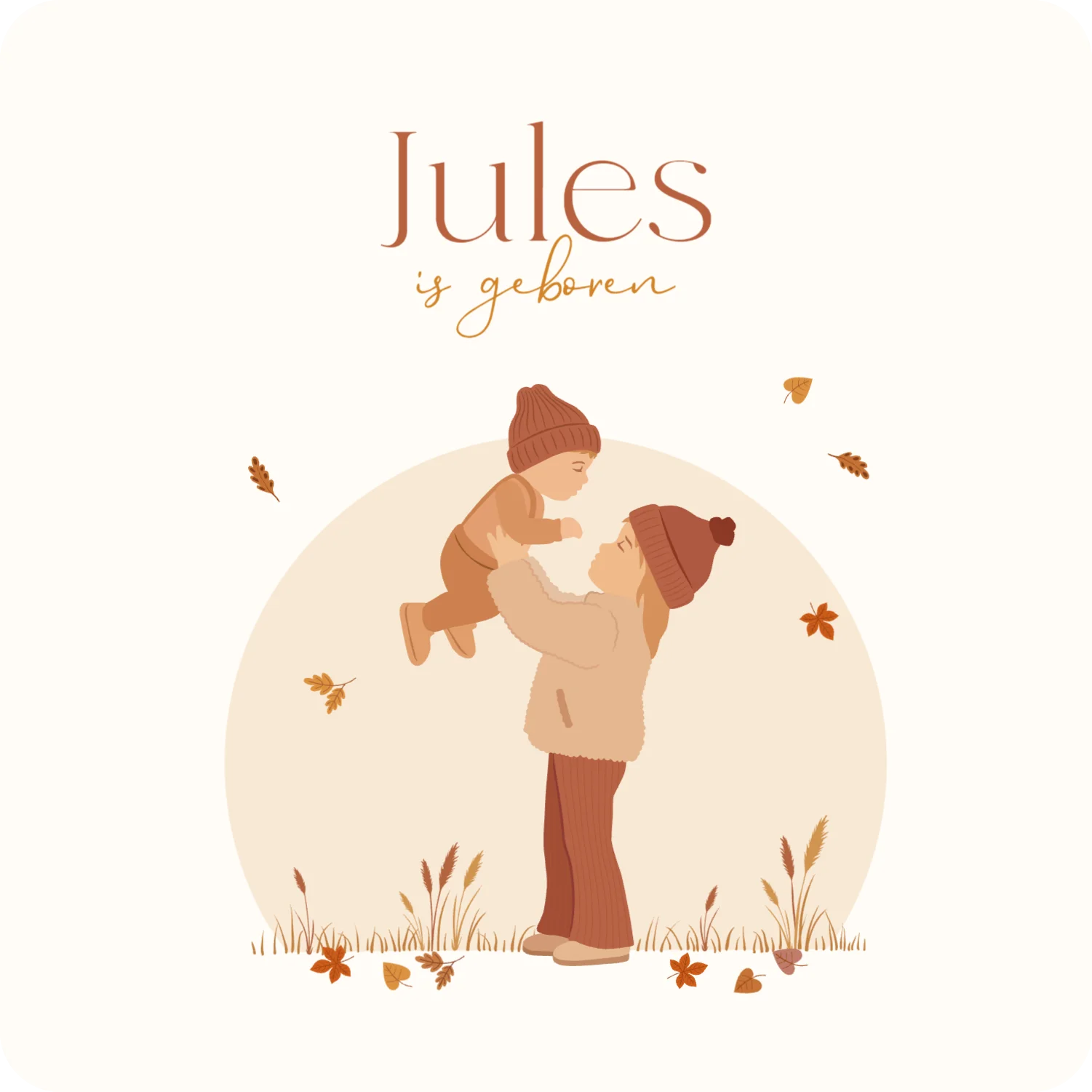 Vierkante kaart Geboortekaartje herfst grote zus