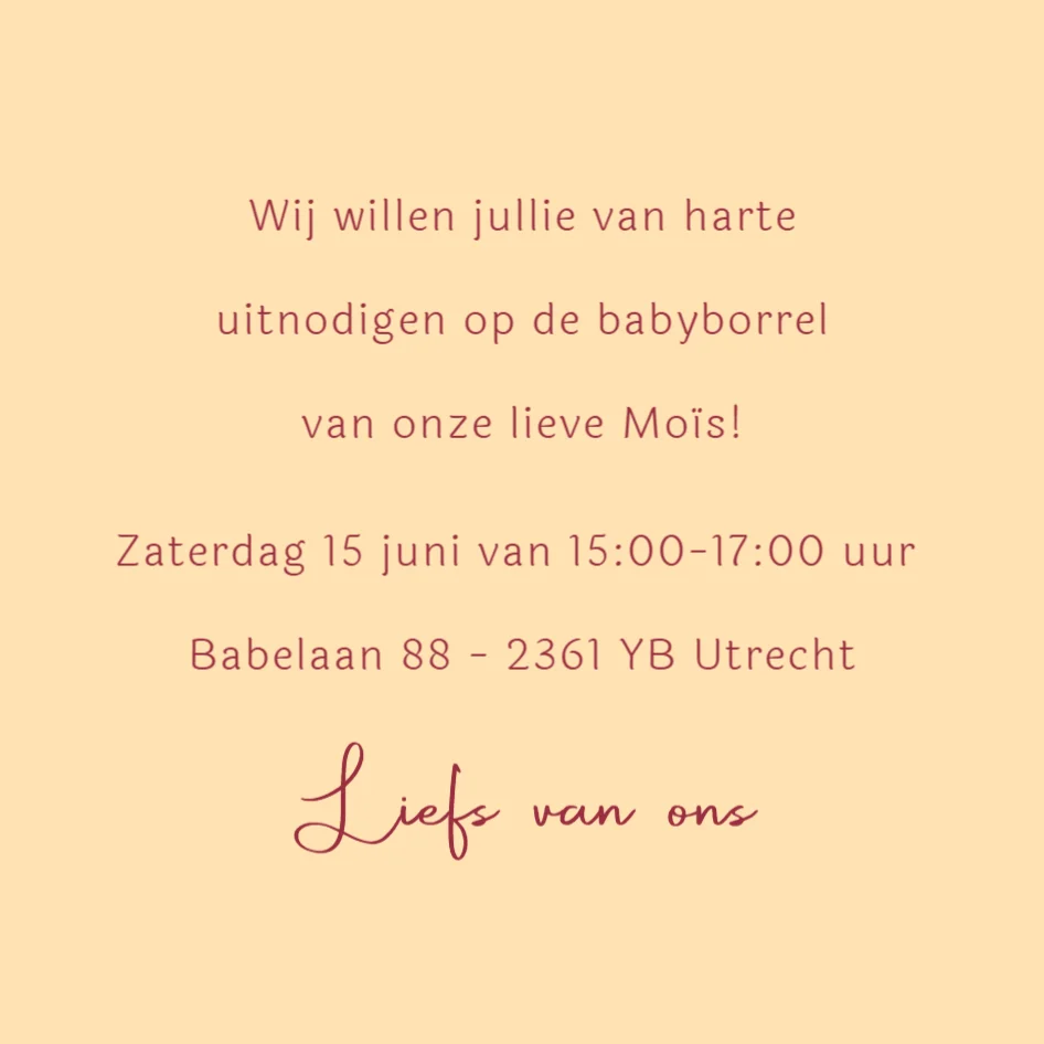 Babyborrelkaart Geboortekaartje met streepjes - Terug