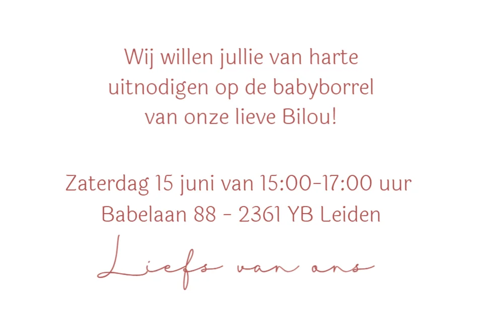 Liggende babyborrelkaart Lijntekening zusjes - Terug