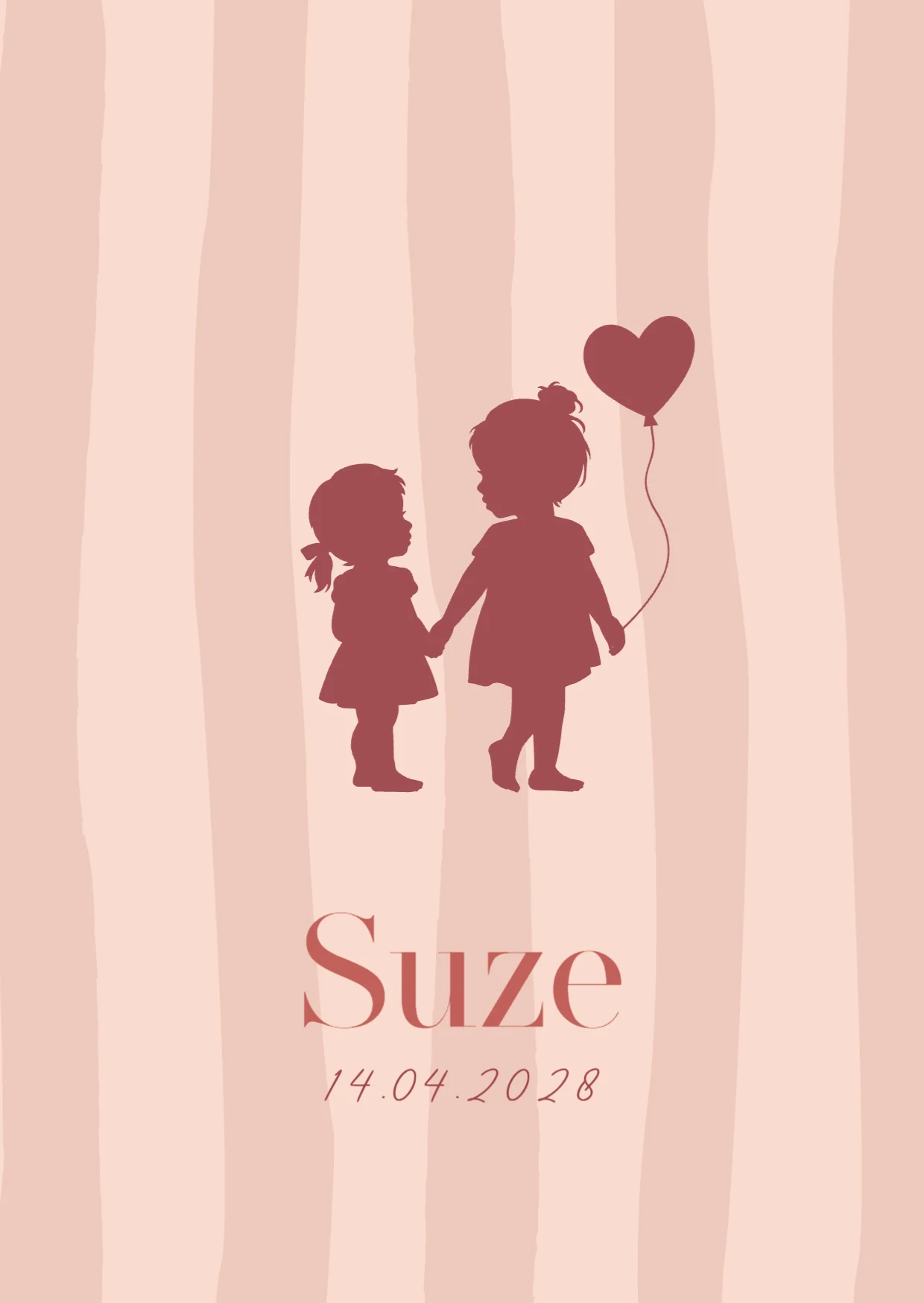 Gevouwen kaart Silhouet zusjes